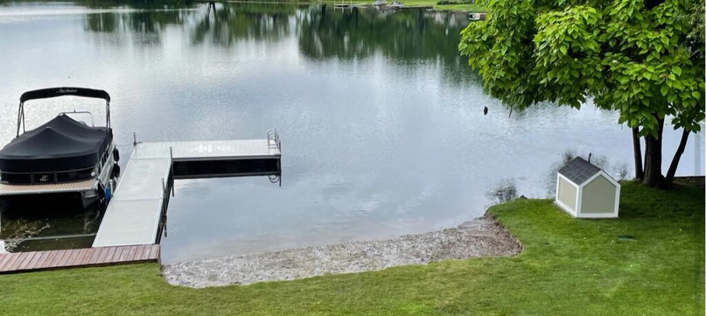 Getting rid of lake muck provides a beautiful and stable lake bottom beach!