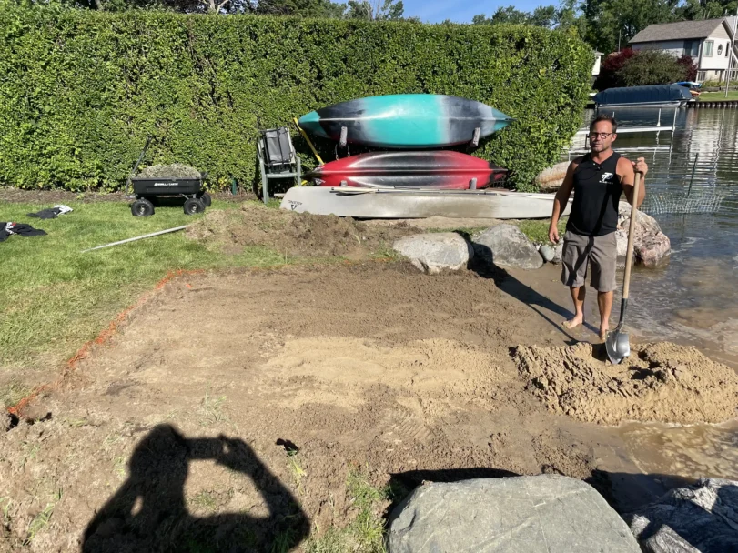 Small Shoreline Beach Sanding Job on Maceday Lake in Waterford, MI