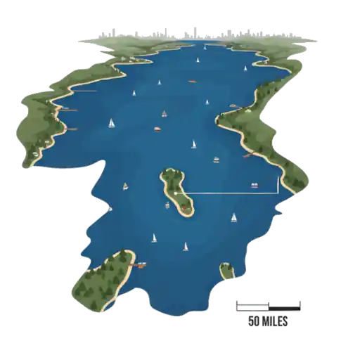 depiction of a large lake in Michigan
